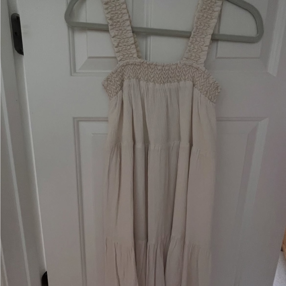 American Eagle Outfitters Cream Smocked Dress